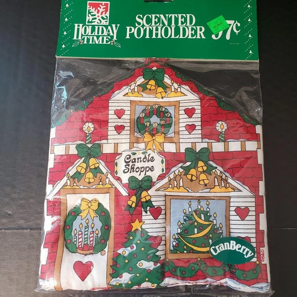 VTG Christmas Berry Scented‎ Potholder Pot Holders Flower Shop and Candle Shoppe